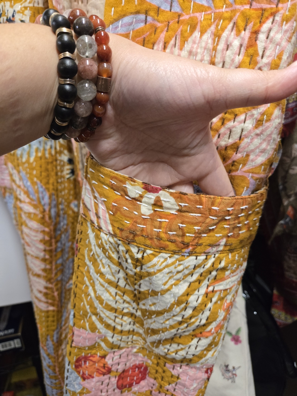 Boho Floral Kantha Kimono - Picture 5 of 8
